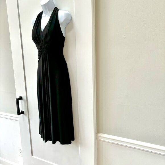 Jessica Howard formal evening black‎ halter midi dress embellished waist size 8 - Picture 6 of 11